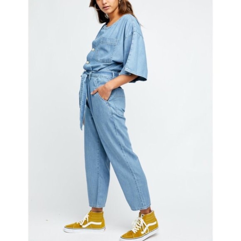 Free people Marley denim jumpsuit